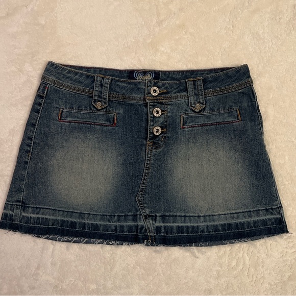 Angels Dresses & Skirts - Y2K Angels Denim Mini Skirt Size 7 | Button Front Low-Rise Jean Skirt